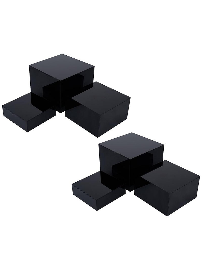 Rose - Buffet Risers, Food Risers for Buffet Table, Display Stand Shelf for Catering Dessert Collectibles, Acrylic Cube Display Nesting Risers with Hollow Bottoms Black - Image 1