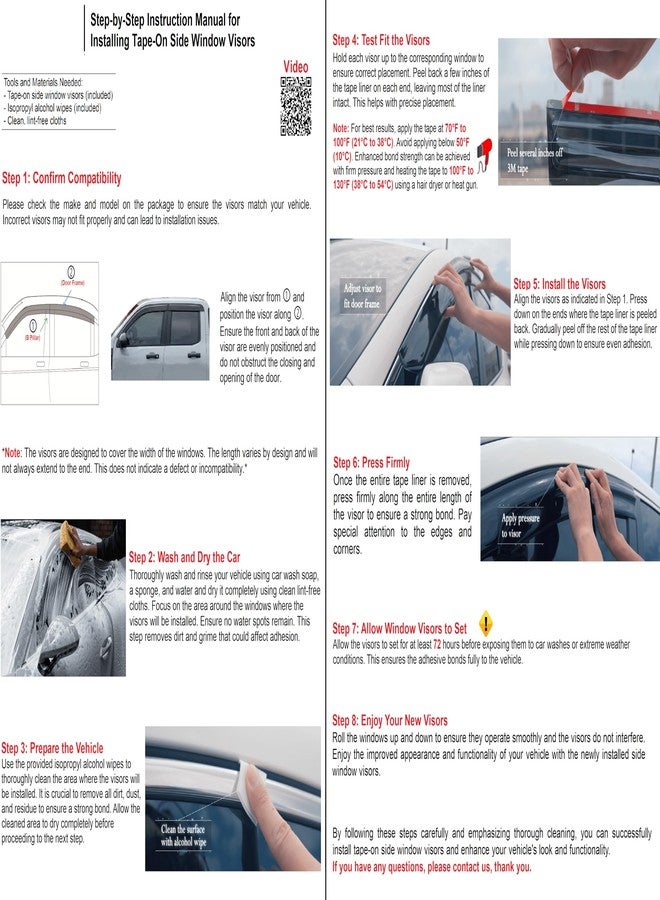 Optimal Co Tinted Tape-On Side Window Vent Visor Deflectors Rain Guards Compatible with Honda Civic Hatchbac HB 2022 2023 LX Sport Touring EX-L - Image 4