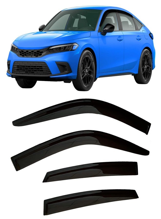 Optimal Co Tinted Tape-On Side Window Vent Visor Deflectors Rain Guards Compatible with Honda Civic Hatchbac HB 2022 2023 LX Sport Touring EX-L - Image 1