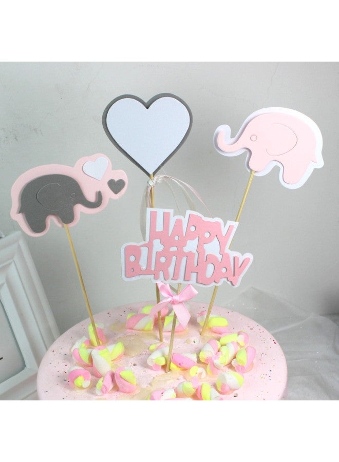 Baking Cake Decoration Baby Hundred Days Celebration Elephant Baby Birthday Card Birthday Party Dessert Dress Up-Specifications:Love Elephant (Boy) - Image 4