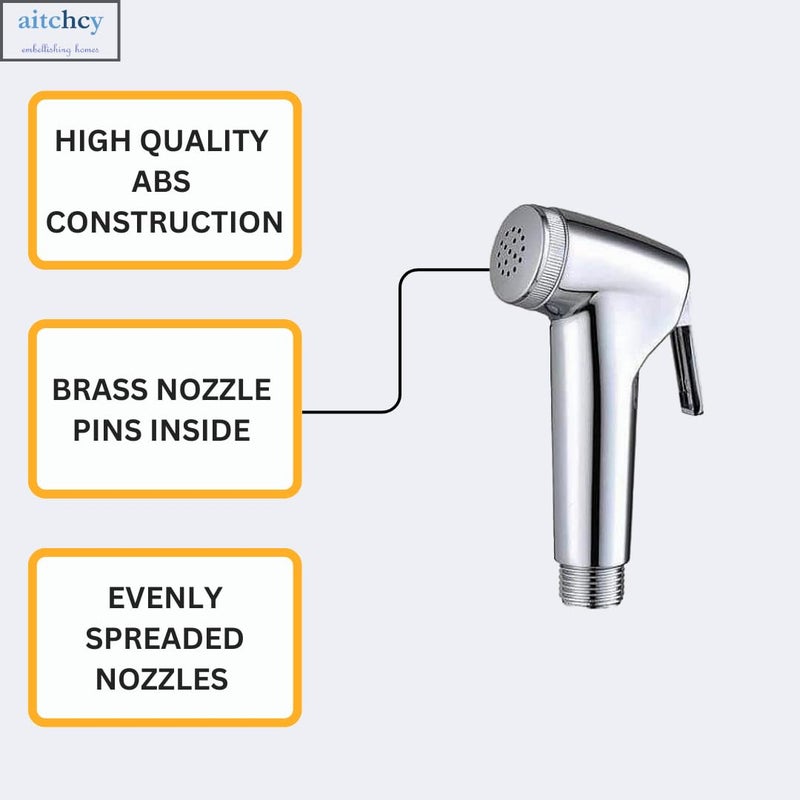 Aitchcy Country ABS Health Faucet Complete Set Jet Spray Set for Toilet ABS Health Faucet Gun with Steel Hose Pipe 1 Meter Hook Set Health Faucet with Hose Pipe Bidet Spray Set for Bathroom - Image 3