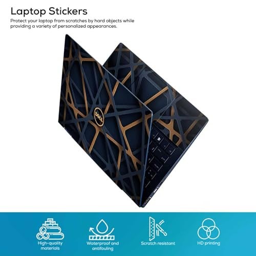 Inkykart Pattern D13 Top+Wrist Pad Vinyl Laptop Skin/Sticker/Cover for 15 to 15.6 Inches Laptops Laminated-Removable-HD Quality Compatible for Dell (15x10 Inches) - Image 2