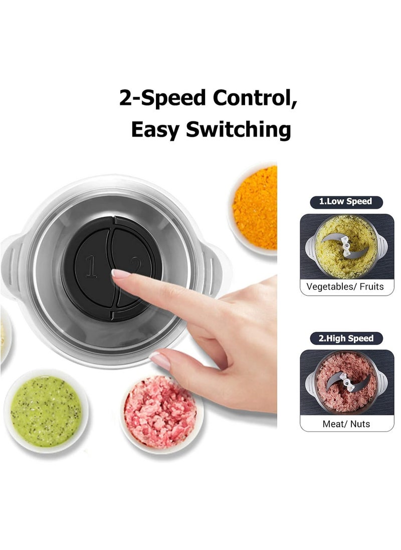 Arabest Electric Meat Grinder,  2-Speed Food Chopper,304Stainless Steel,Food Processor Blender with 2L Stainless Steel Bowls, Vegetable,Meat and Fruit Chopper for Dicing, Mincing  - Image 2