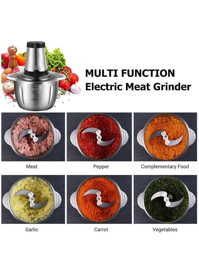 Arabest Electric Meat Grinder,  2-Speed Food Chopper,304Stainless Steel,Food Processor Blender with 2L Stainless Steel Bowls, Vegetable,Meat and Fruit Chopper for Dicing, Mincing  - Image 4