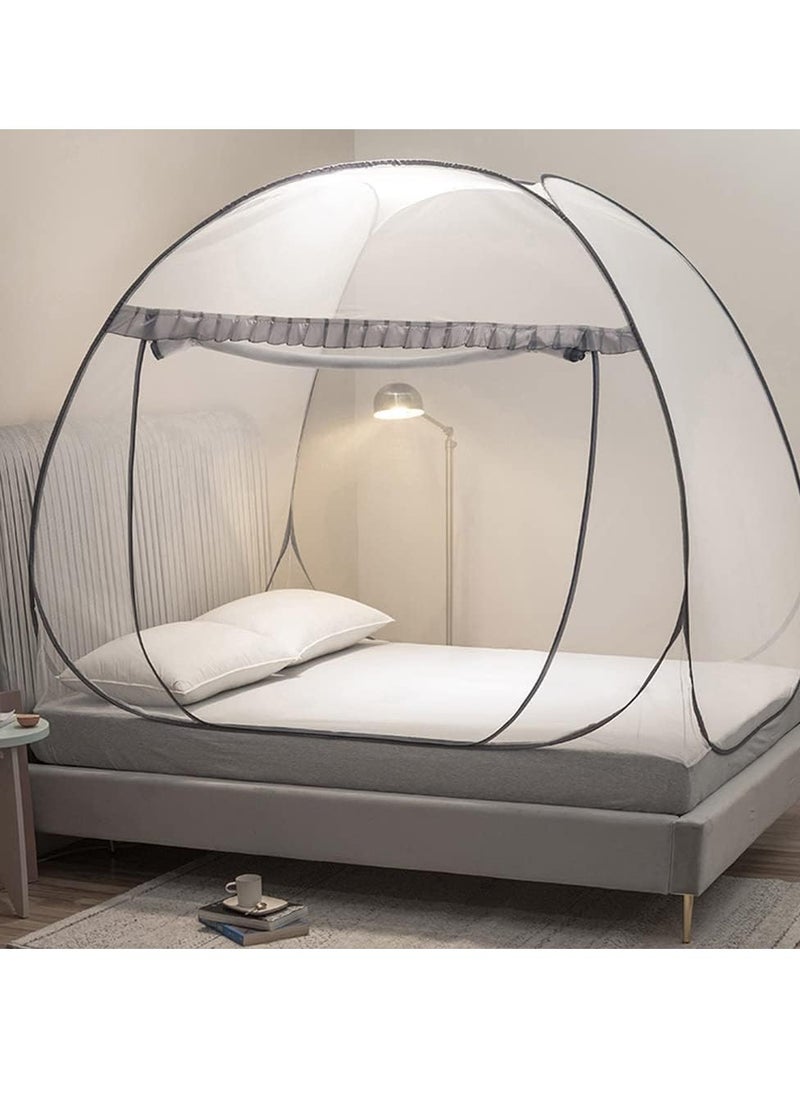 Mengersi Mengersi Mosquito Net Tent for Bed,Pop-Up Bed Canopy with Net Bottom,Mosquito Netting Bed Tent for Kids Girls Boys,Bed,Suit for Indoor Outdoor (Twin, Gray)  - Image 3