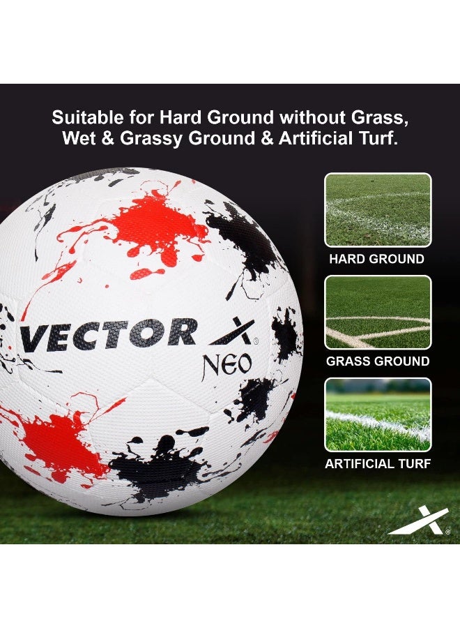 Vector X Neo Football Rubber Moulded Indoor/Outdoor Ball with Latex Bladder & Pump – Durable High-Performance Soccer Ball, White-Red-Black, Size 5 - Image 3