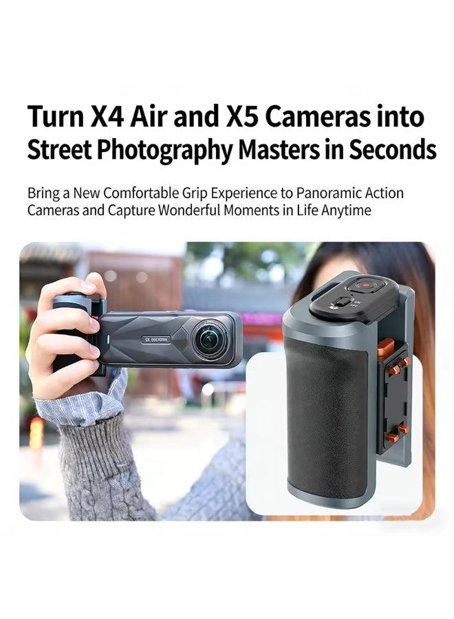 في ار اي جي مقبض VRIG GA-08SE للتصوير الفوتوغرافي في الشوارع لكاميرا Insta360 X5/ X4 Air مع جهاز تحكم عن بعد بتقنية البلوتوث وكاميرا الحركة المحمولة باليد - Image 2
