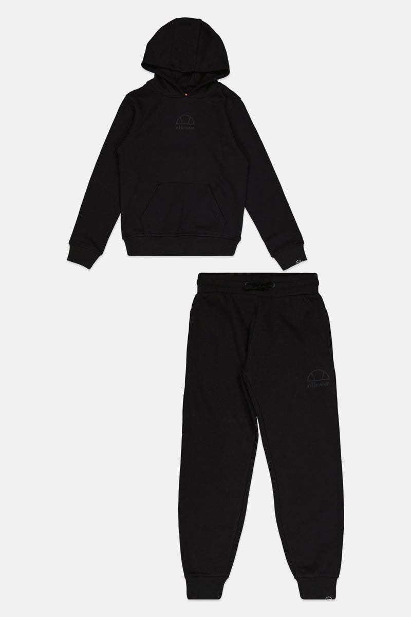 Ellesse Kids Boy 2 Pieces Brand Logo Hoodie And Jogger Pants Set, Black - Image 1