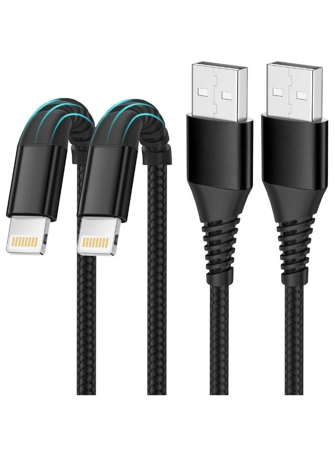 2 Pack Charger Cable for IPhone [1+2M] MFi Certified Lightning Cable IPhone Charging Cable Nylon Braided IPhone Charging Cord Compatible With IPhone 14 13 SE 2020 12 11 Pro XS Max XR 10 8 7 P - Image 1