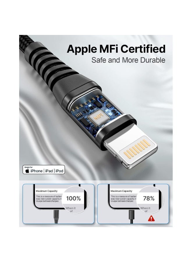 2 Pack Charger Cable for IPhone [1+2M] MFi Certified Lightning Cable IPhone Charging Cable Nylon Braided IPhone Charging Cord Compatible With IPhone 14 13 SE 2020 12 11 Pro XS Max XR 10 8 7 P - Image 2