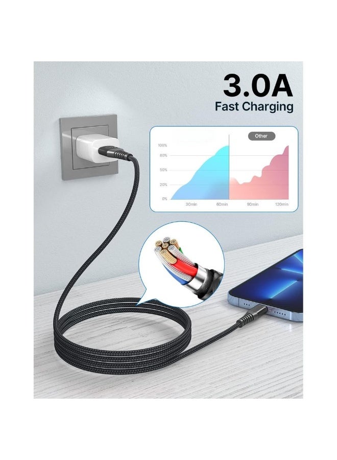 2 Pack Charger Cable for IPhone [1+2M] MFi Certified Lightning Cable IPhone Charging Cable Nylon Braided IPhone Charging Cord Compatible With IPhone 14 13 SE 2020 12 11 Pro XS Max XR 10 8 7 P - Image 4