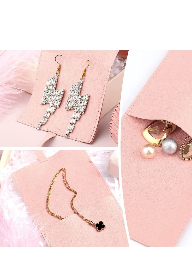 SYOSI - 20PCS Microfiber Jewelry Pouch 8x8cm Jewelry Packaging Bag Luxury Small Jewelry Gift Bags Bow Tie Microfiber Bag for Bracelet Necklace Packaging Envelope Style with Strings and Divider Pink - Image 1