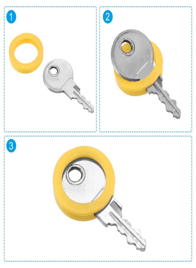 PATIKIL Key Caps Covers Rings, 25 Pack 0.9" Keys Identifiers Covers Coding Tags Marker Round Silicone Sleeve for Office House Apartment, Yellow - Image 5