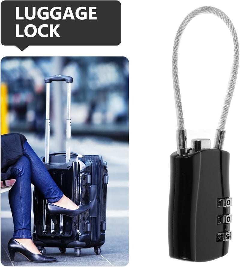 Zinc Combination Padlock with Number Code, Mini Luggage Lock for Suitcases and Lockers, Small Metal Password Lock for Travel and Student Dormitory Use, Black - Image 2