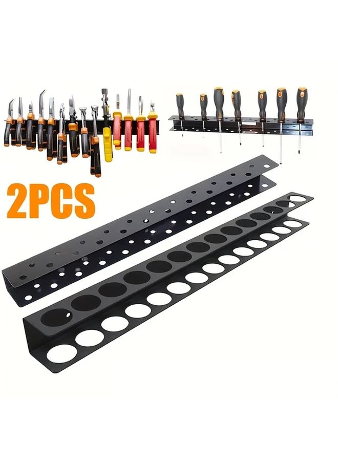 Heavy Duty Metal Tool Rack Wall Mounted Storage for Screwdrivers and Pliers Garage Organizer - Image 2