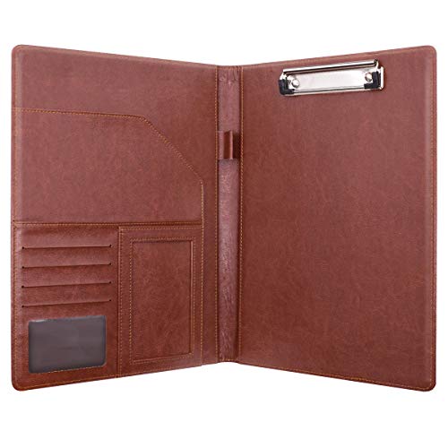 WAVEYU Leather Business/Resume Portfolio Organizer with Legal Pad Folder Clipboard, Interview Folder for Men/Women, Brown - Image 5