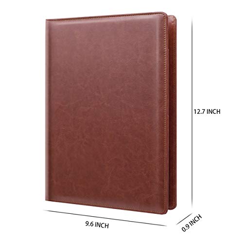 WAVEYU Leather Business/Resume Portfolio Organizer with Legal Pad Folder Clipboard, Interview Folder for Men/Women, Brown - Image 2