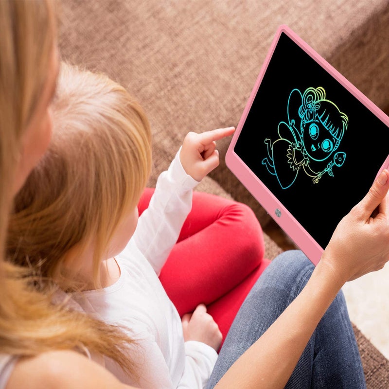 proffisy LCD Writing Tablet 15 Inches Colorful Screen Drawing Pad, E-Writing and Scribbler Boards for Kids, Electronic Educational Learning Toys for 3-12 Year Old Girls Pink, Colorful Screen - Image 4