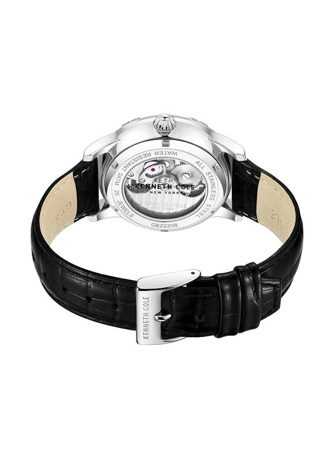 Kenneth Cole New York 43mm Automatic Gents Watch with Black Genuine Leather Strap  - Image 3