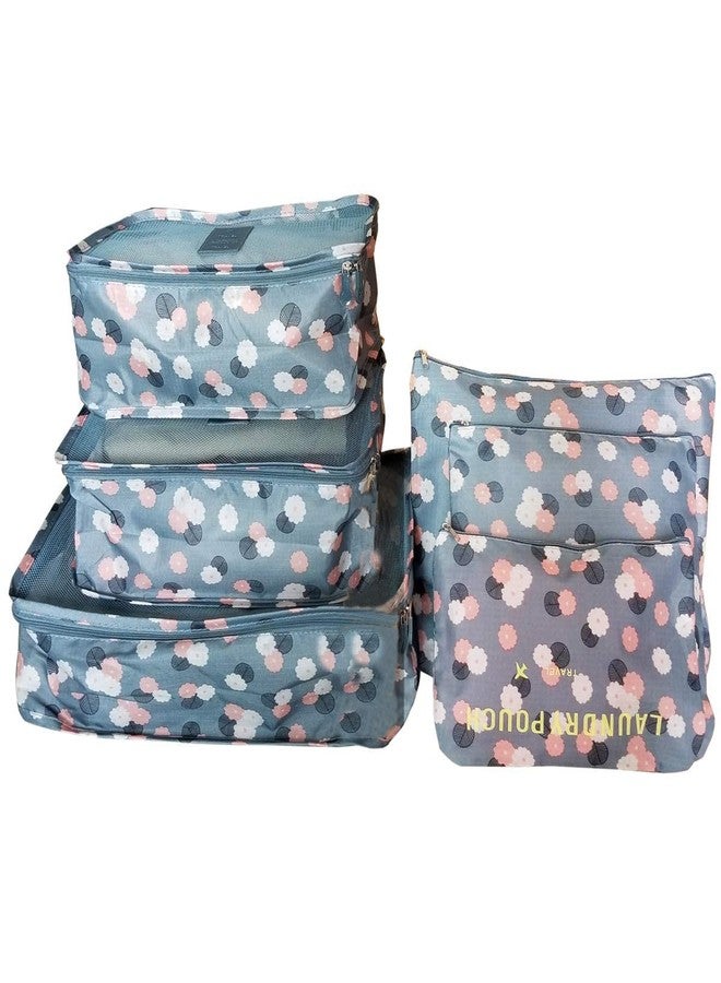 RMYKX 6-pcs Travel Storage Organizer Bags Set, Packing Cubes & Laundry Pouches for Luggage, Set for Clothes, Innerwear & Essentials, Print Travel Bags (Multicolor) - Image 1