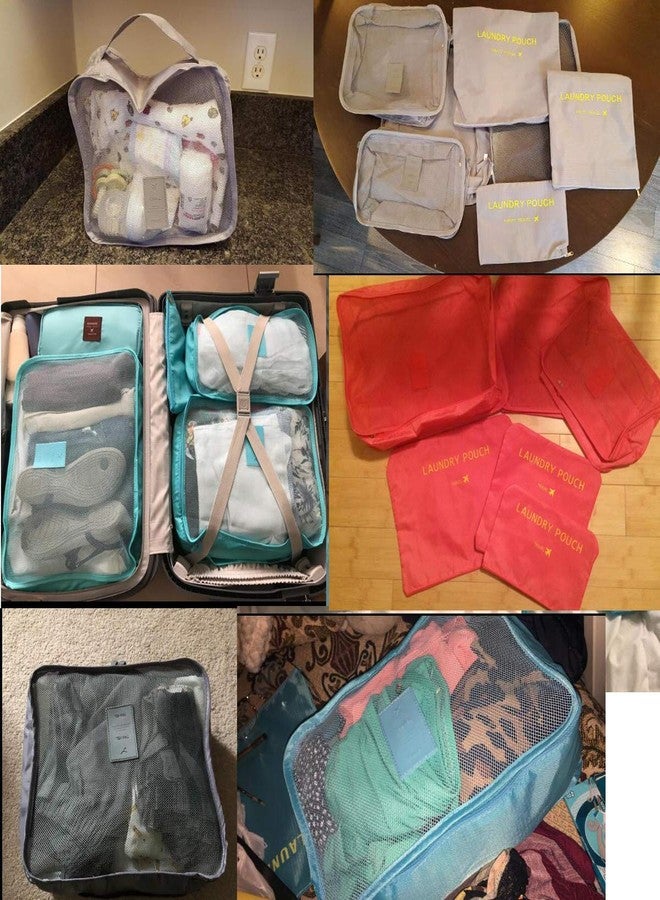 RMYKX 6-pcs Travel Storage Organizer Bags Set, Packing Cubes & Laundry Pouches for Luggage, Set for Clothes, Innerwear & Essentials, Print Travel Bags (Multicolor) - Image 3