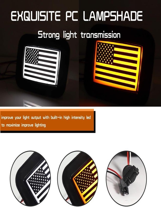 Tonsya For 2003 2004 2005 2006 2007 2008 2009 Hummer H2 Front Corner Turn Signal Parking Lights & Daytime running lamps flag Style Smoked Lens Amber & White 15060530 15060529 - Image 2