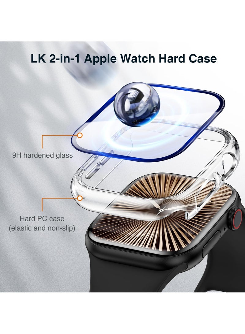 أبل ووتش حامي الشاشة سلسلة 10 46mm قناع خفف من الزجاج فيلم حالة الثابت للرجال والنساء رقيقة جدا حامي ( شفافة ) - Image 3