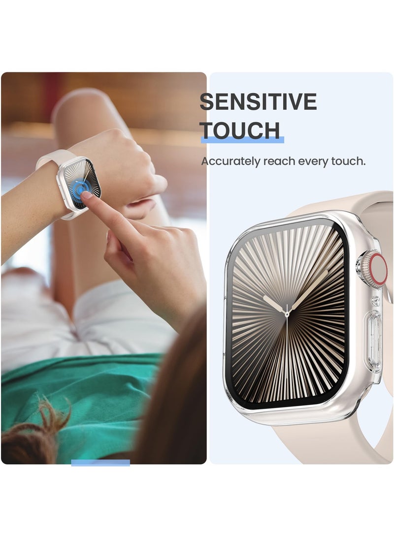 أبل ووتش حامي الشاشة سلسلة 10 46mm قناع خفف من الزجاج فيلم حالة الثابت للرجال والنساء رقيقة جدا حامي ( شفافة ) - Image 5