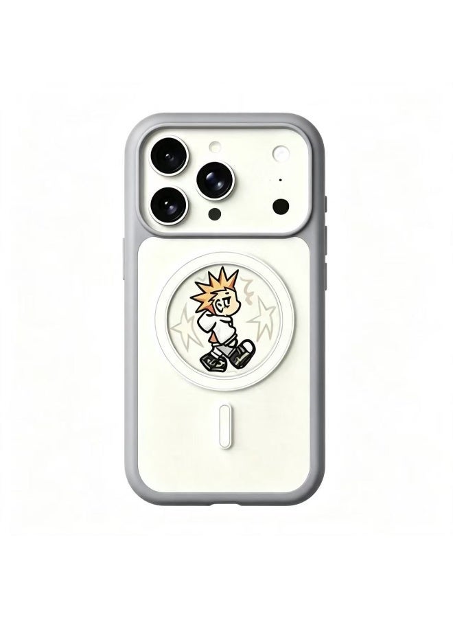 Light Gray Smart Circular Display Magnetic Phone Case for iPhone 17 Pro Max, Custom Dynamic Wallpaper, MagSafe Wireless Charging Multi-Functional Interactive Shockproof Protective Cover - Image 1