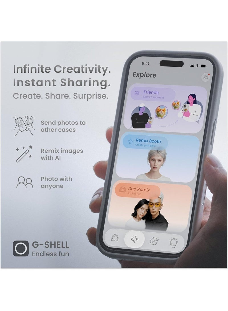 Light Gray Smart Circular Display Magnetic Phone Case for iPhone 17 Pro Max, Custom Dynamic Wallpaper, MagSafe Wireless Charging Multi-Functional Interactive Shockproof Protective Cover - Image 2
