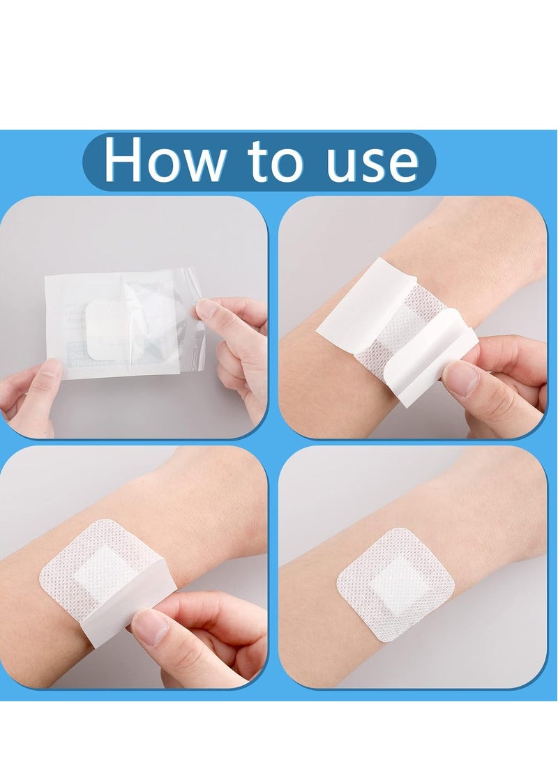 KASTWAVE - 40 PCS Adhesive Island Dressing Bordered Gauze Wound Dressing Breathable Square Bandage Waterproof Gauze with Pad Individually Packed Pouches Tapes for Blister Wound Care (1.7 x 1.7 Inch) - Image 1