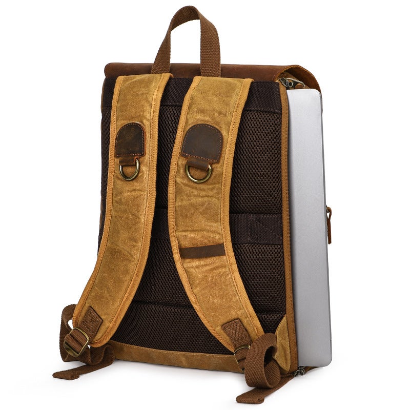 Double-Shoulder Pography Bag, Casual Waterproof Canvas Slr Digital Bag, Retro Contrasting Color Camera Backpack, Shock-Resistant Camera - Image 4