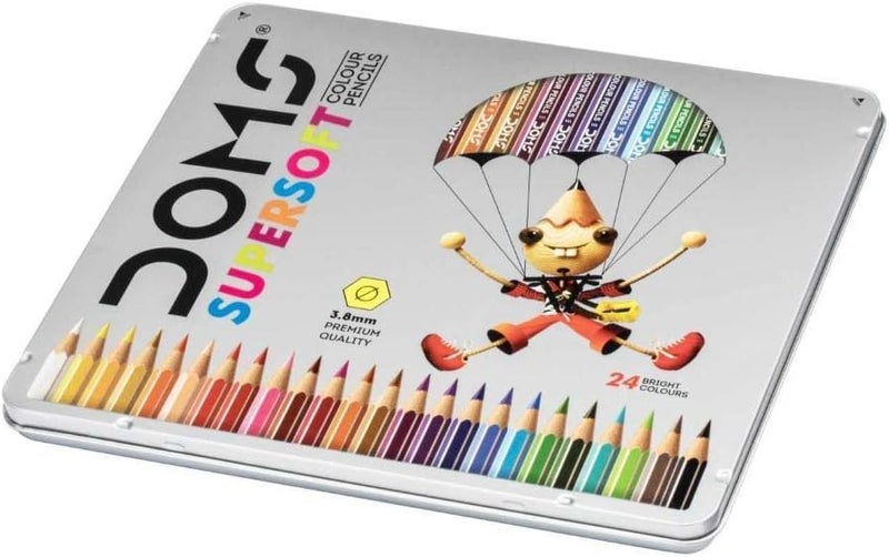 DOMS Fsc 24 Color Pencil Flat Tin