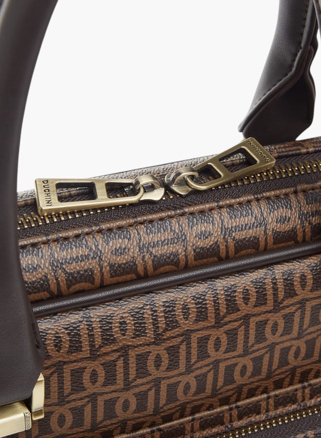 DUCHINI Mens All-Over Monogram Print Laptop Bag With Handles And Adjustable Strap  - Image 5