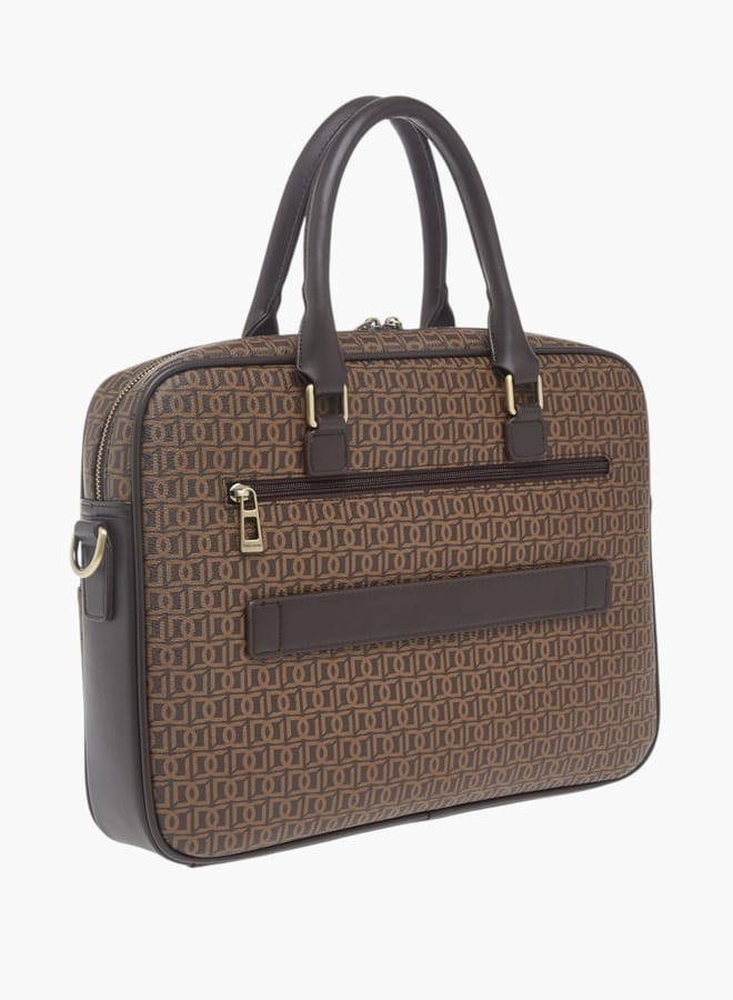 DUCHINI Mens All-Over Monogram Print Laptop Bag With Handles And Adjustable Strap  - Image 3