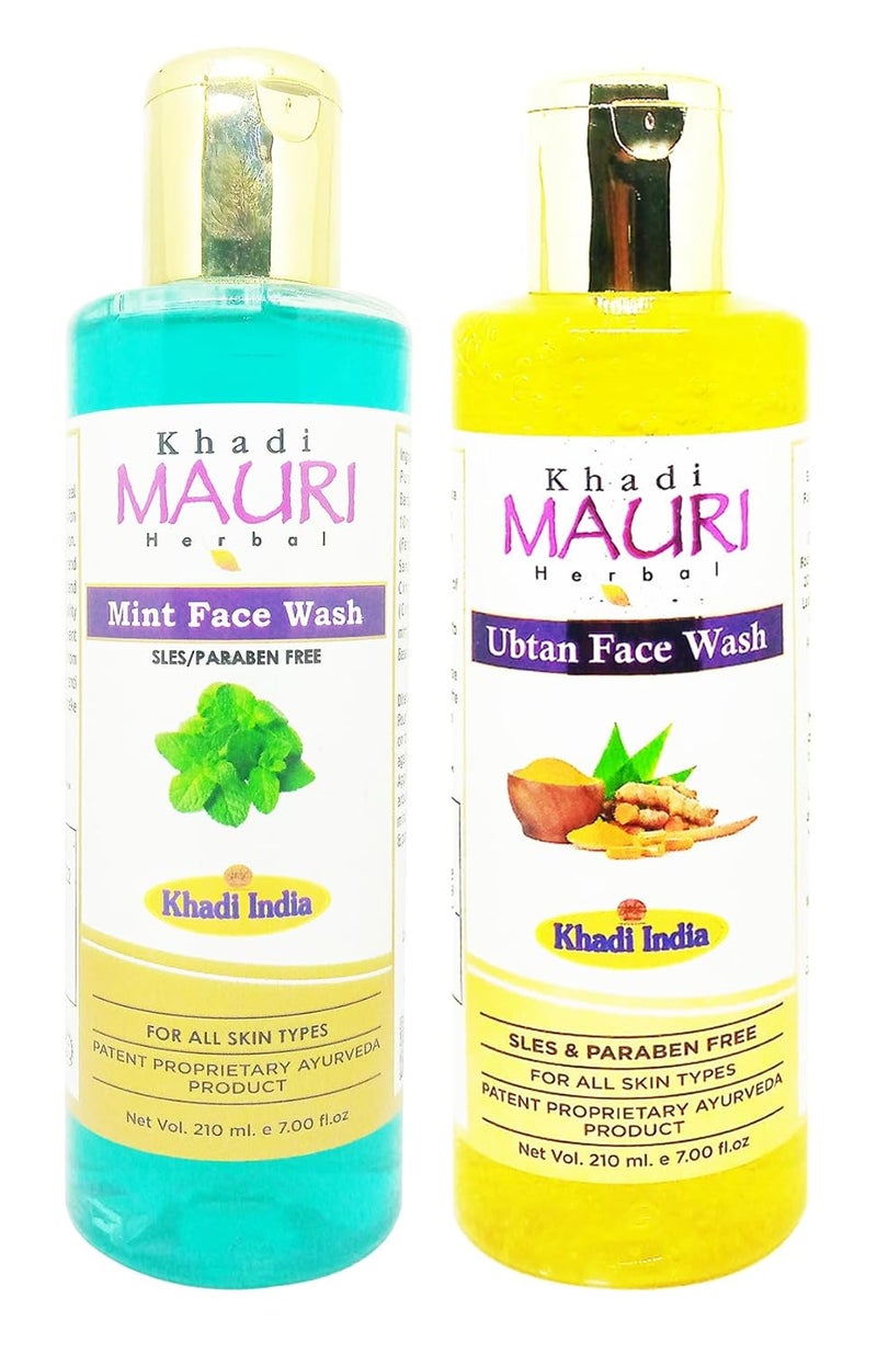 Khadi Mauri Fairness Mint Ubtan face wash Pack of 2 420ml - Image 1