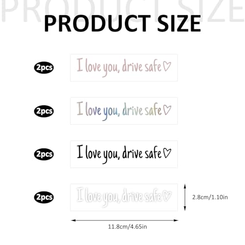PKRFCJ 8PCS Drive Safe Mirror Sticke,I Love You Drive Safe,Cute Drivesafe Car Window Decals,Funny Rearview Mirrordecal,Suitable for Car Window Mirrors - Image 2