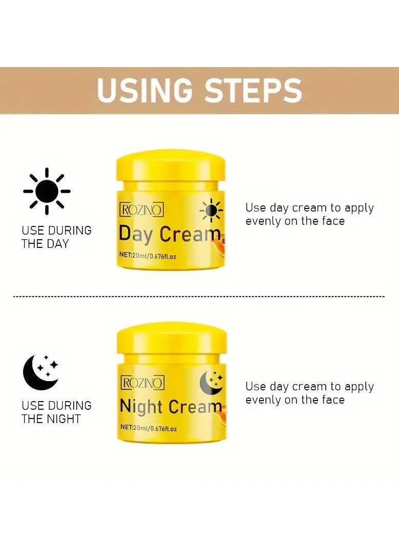 Rozino ROZINO Papaya Hydrating Cream Duo - 2pcs, Day & Night Moisturizer with Shea Butter for All Skin Types, Evens Tone & Smooths, Perfect Christmas Gift - Image 3