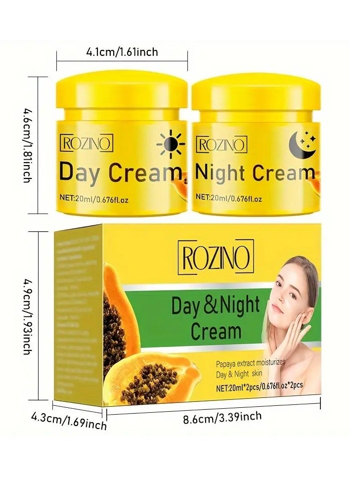 Rozino ROZINO Papaya Hydrating Cream Duo - 2pcs, Day & Night Moisturizer with Shea Butter for All Skin Types, Evens Tone & Smooths, Perfect Christmas Gift - Image 5