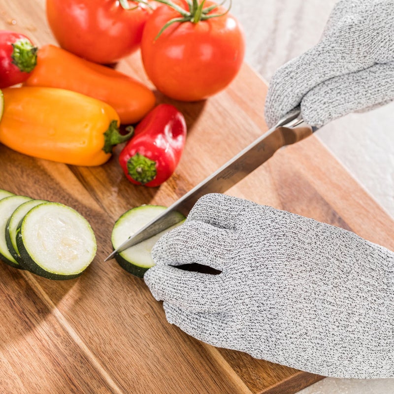 Restaurantware قفازات مطاطية صغيرة لحماية الحياة من رستوران، 1 زوج من قفازات مقاومة للقطع لفتح المحار - مستوى 5، من البولي إيثيلين الرمادي وشبكة الألياف الزجاجية، لقطع اللحم أو تنظيف السمك - Image 3