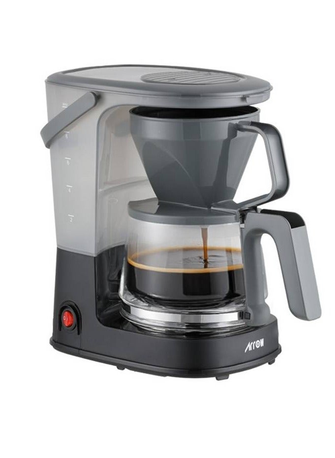 Arrow Coffee Maker, 8-10 Cup Drip Coffee Machine with 1.25L Glass Carafe, Easy-Grip Handle, Drip Stop, Non-Stick Warming Plate, Auto-Shutoff, Boil Dry Protection, Black + Grey, 750 Watts-2 years Warranty - Image 1