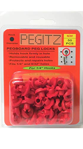 Pegitz Pegboard Peg Locks 50PCS (1/4 inch, Red) - Image 1