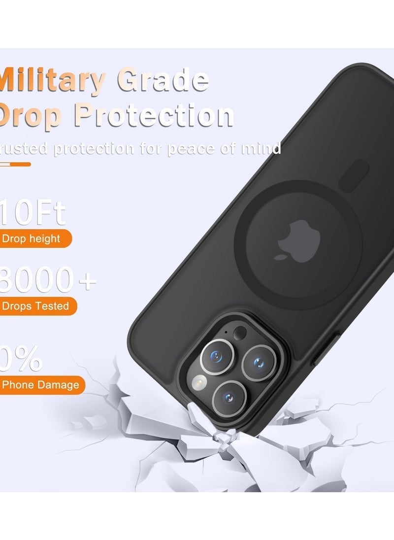 ELTRAZONE iPhone 14 Pro Max Case, Matte Magnetic Phone Case with 1 Screen Protector, Support for Magsafe, Translucent Frosted Slim Shockproof Protective Cover for iPhone 14 Pro Max 6.7 inch, Black - Image 2