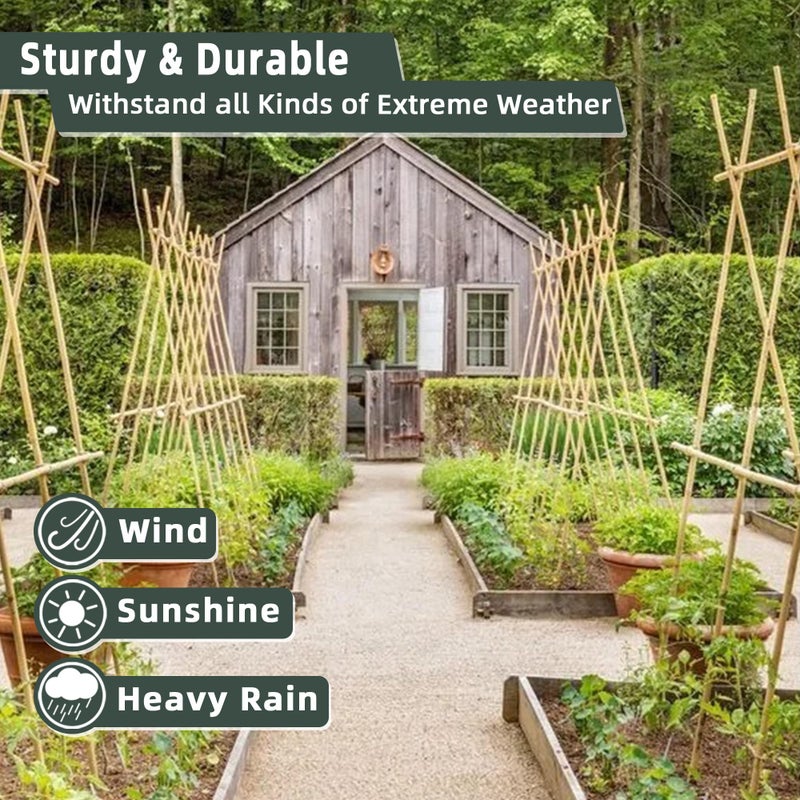 Avalution 50Pcs / 18 inch Bamboo Plant Stakes for Indoor Outdoor Plants, Garden Plant Support Sticks, Poles for Tomato Vegetables Beans Trees Potted Climbing Plants(0.32''-0.4'') - Image 3