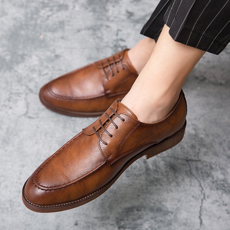 Large Size Men''s Leather Shoes, Slip-On Loafers for All Seasons, Business Casual Shoes, British and Korean Style Driving Shoes, Suit Leather Shoes - Image 5