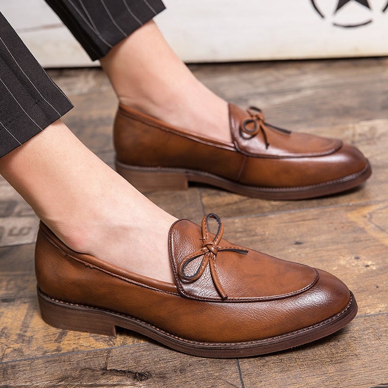Large Size Men''s Leather Shoes, Slip-On Loafers for All Seasons, Business Casual Shoes, British and Korean Style Driving Shoes, Suit Leather Shoes - Image 1
