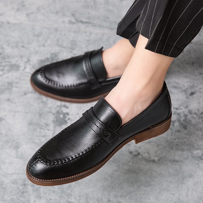 Large Size Men''s Leather Shoes, Slip-On Loafers for All Seasons, Business Casual Shoes, British and Korean Style Driving Shoes, Suit Leather Shoes - Image 2