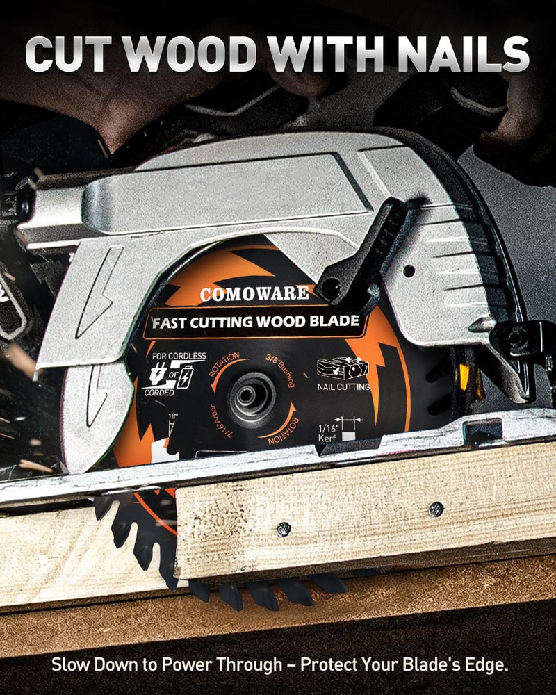 COMOWARE 3 Inch Circular Saw Blade 3 PCS, 36T ATB Circular Saw Blade, 7/16" Arbor 3/8“ Bushing, TCT Carbide-Tipped, Teflon Anti-Stick, Miter Saws Blades for Wood, Laminate, Plywood & Hardwoods - Image 3