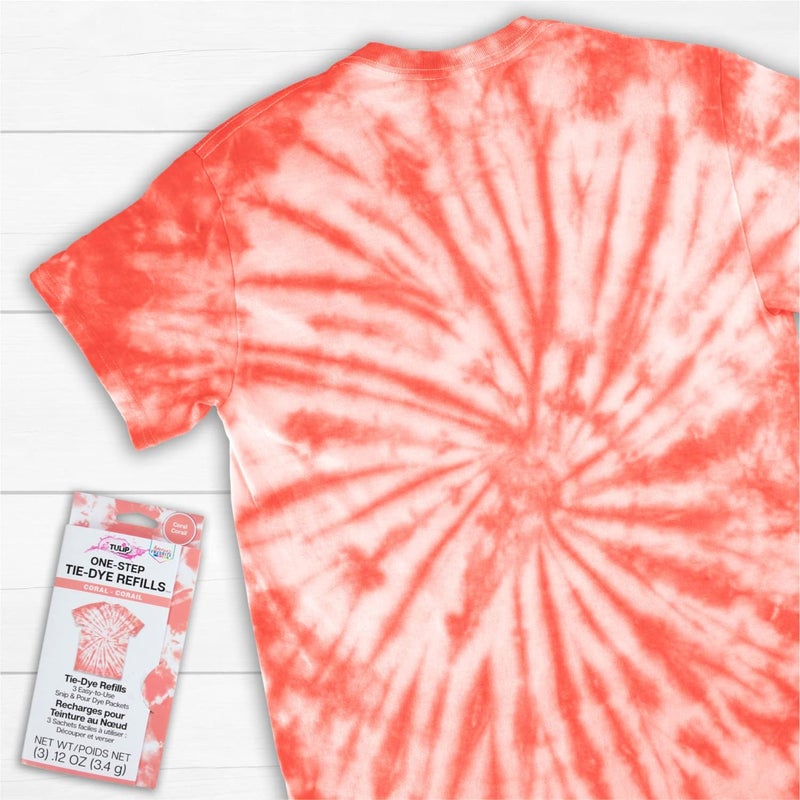 Tulip One-Step Tie-Dye Kit , 3 Fabric Dye Refill Packs, Packs, Coral - Image 5
