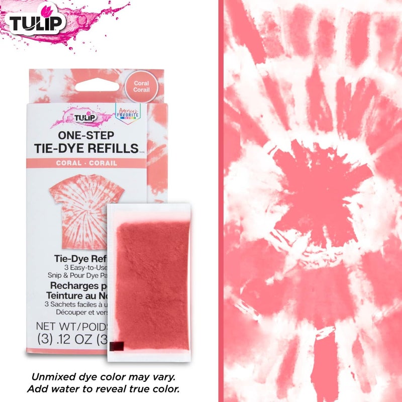 Tulip One-Step Tie-Dye Kit , 3 Fabric Dye Refill Packs, Packs, Coral - Image 4